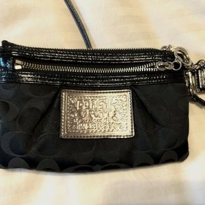 Authentic Coach Poppy Black Signature Fabric Small Crossbody
